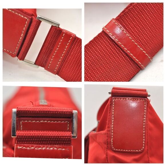 PRADA Nylon Leather Shoulder/Crossbody Bag Red 💼 #1 - Picture 8 of 14